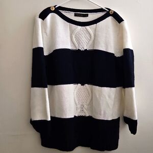 XL Navy and‎ White Striped Sweater